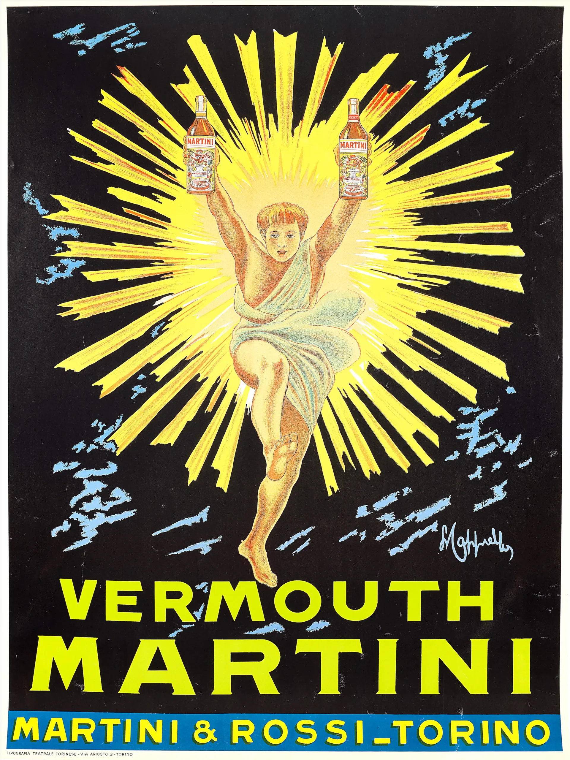 Iconic Martini & Rossi Vermouth Vintage Poster | Italian Art Deco Advertising from Torino 3 Iconic Martini & Rossi Vermouth Vintage Poster | Italian Art Deco Advertising from Torino