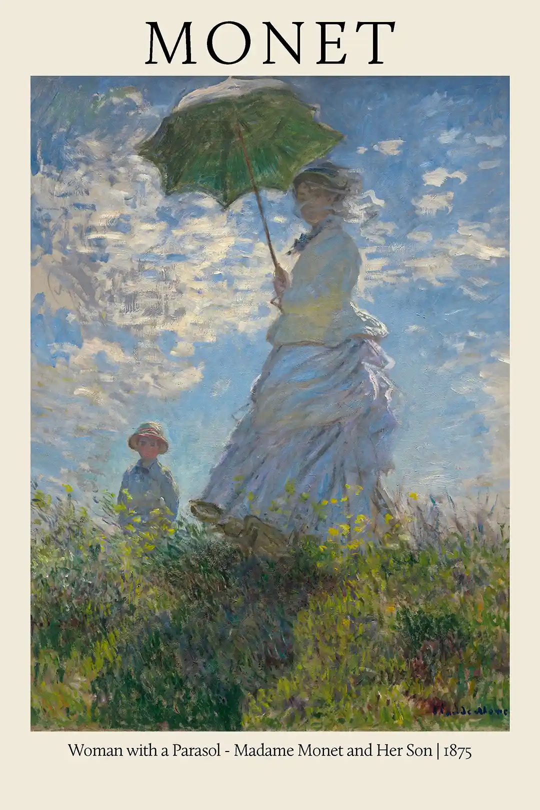 Claude Monet: Woman with a Parasol (1875) - Classic Impressionist Fine Art Poster
