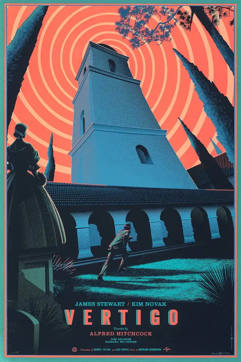 Vertigo (1958) Laurent Durieux Movie Poster - Alfred Hitchcock Classic Art Print