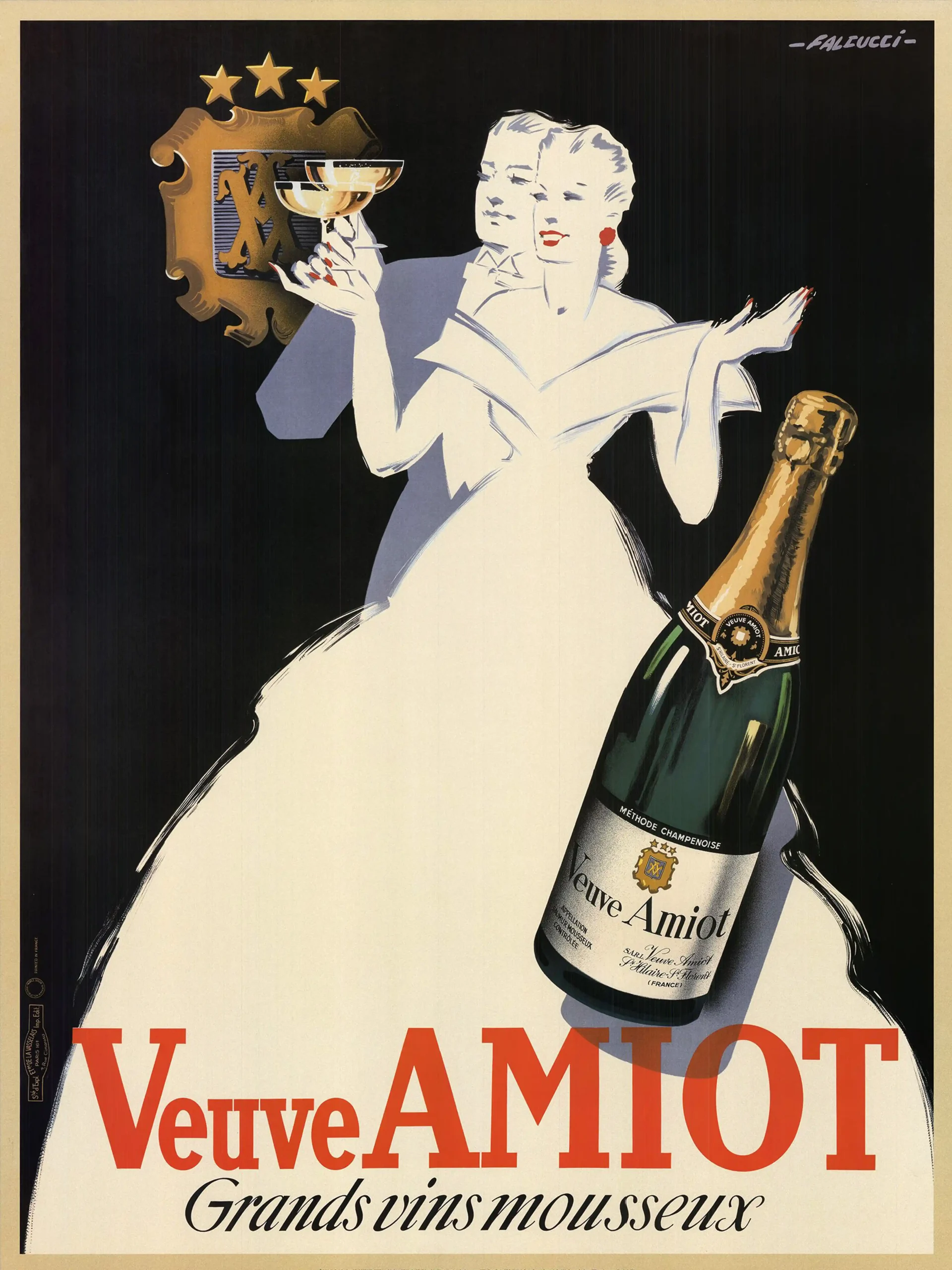 Veuve Amiot Champagne Poster | Vintage French Sparkling Wine Art Deco Print