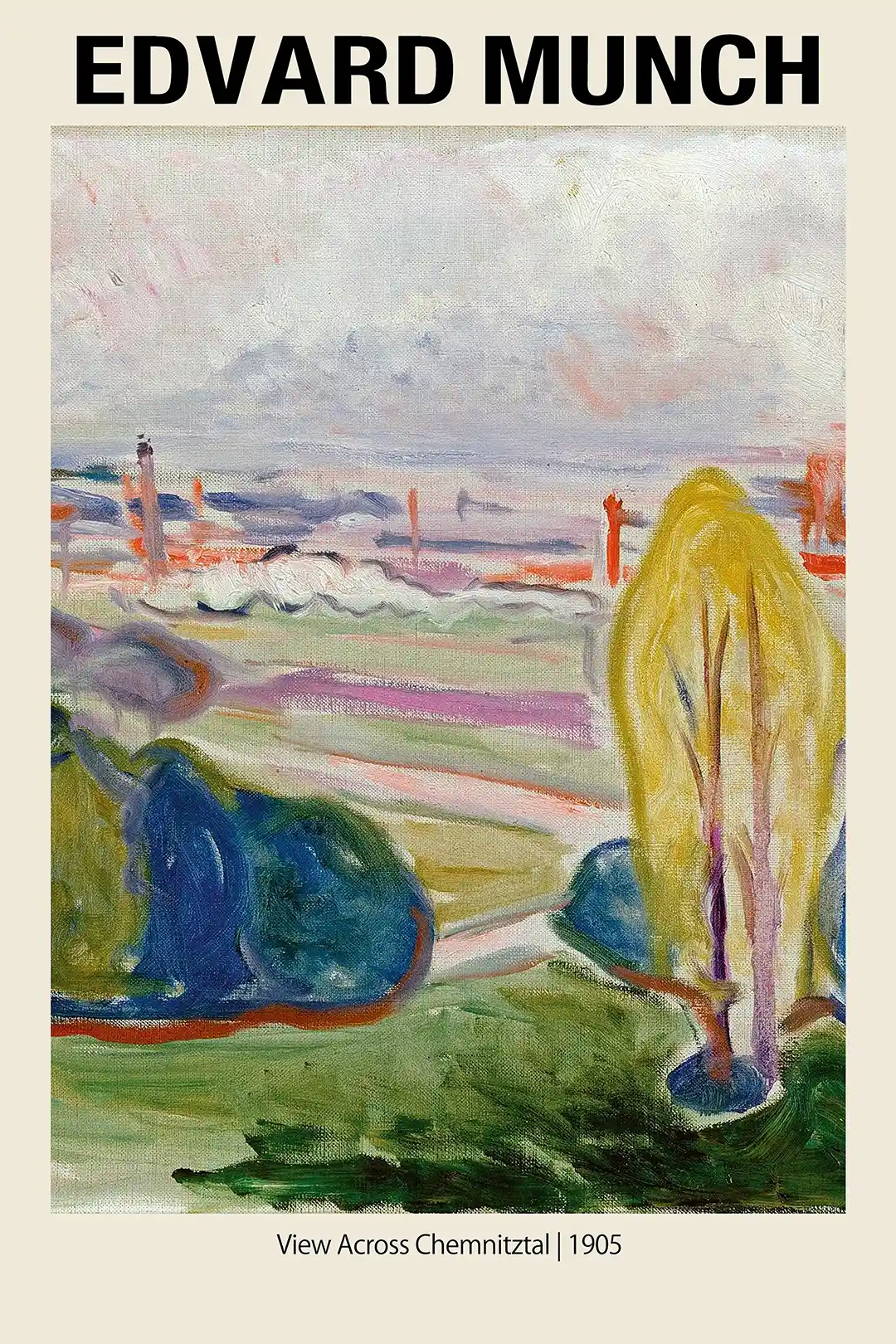 Edvard Munch 'View Across Chemnitztal' (1905) Expressionist Landscape Poster