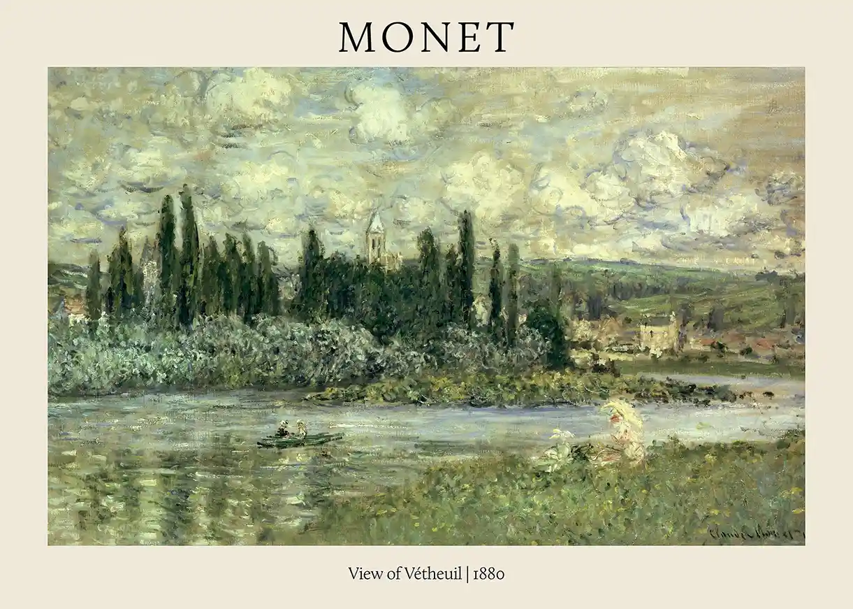 Claude Monet's View of Vétheuil (1880) Impressionist Landscape Poster
