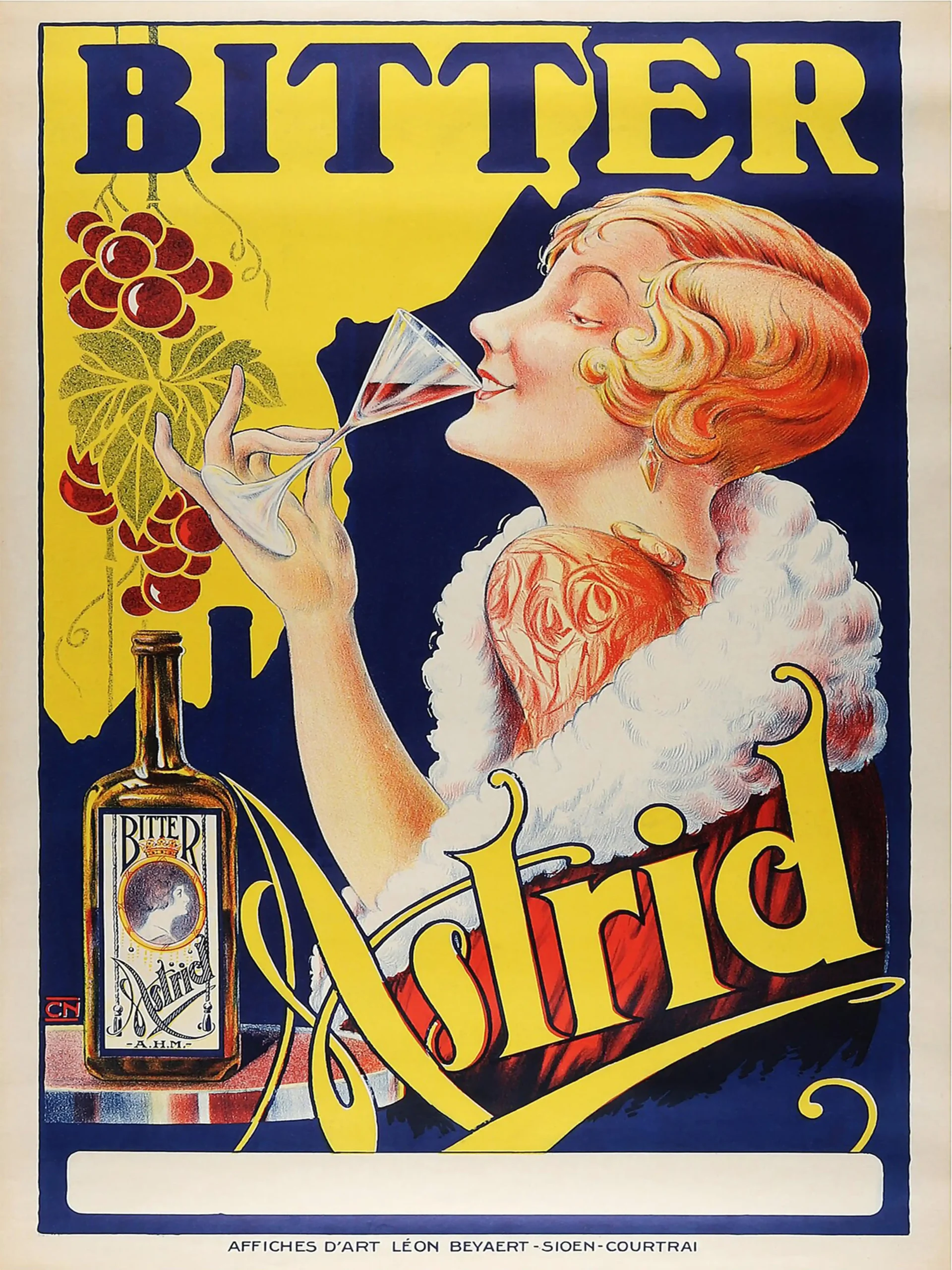 Bitter Astrid Vintage Belgian Liquor Poster (1920s Art Deco Advertising Print)
