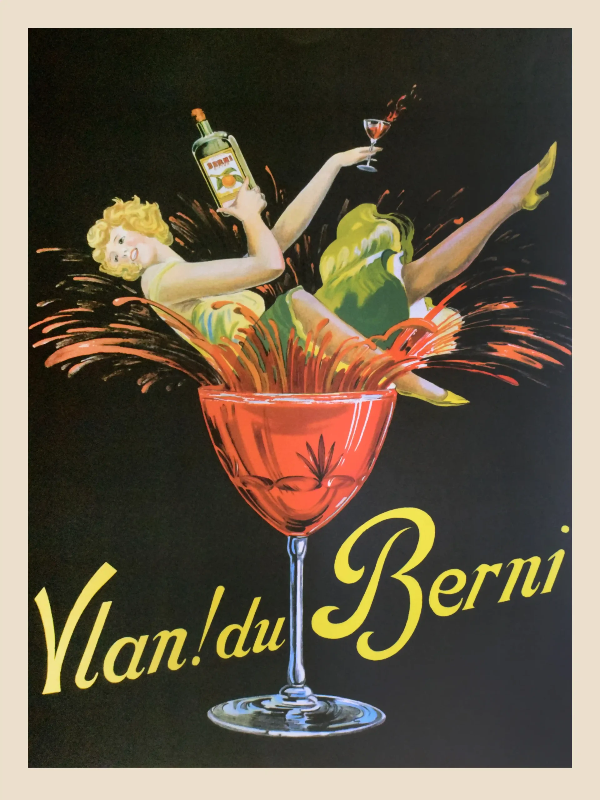 Vlan! du Berni Classic Vintage Liquor Advertisement Poster | Retro French Bar Art