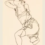 Egon Schiele, Reclining Model in Chemise and Stockings Art Print