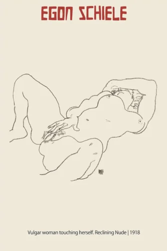 Egon Schiele Vulgar Woman Touching Herself Reclining Nude Art Print