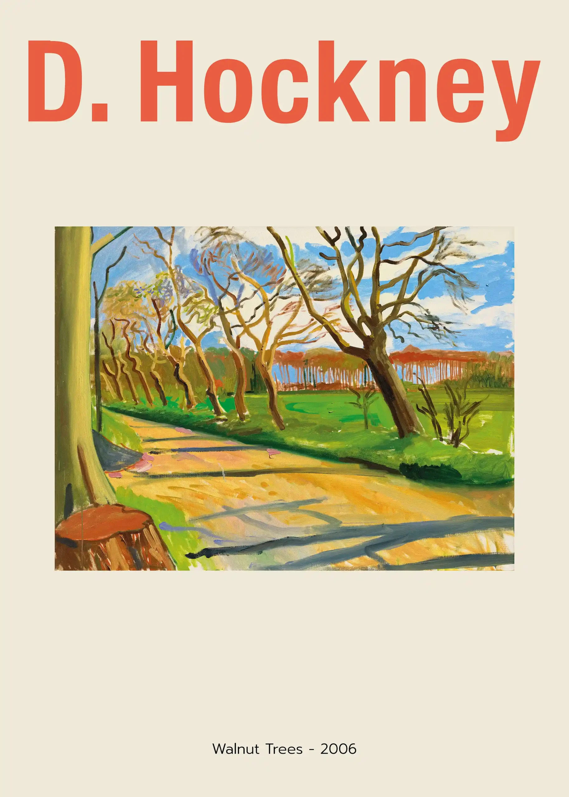 David Hockney "Walnut Trees - 2006" Landscape Art Poster | Vivid Colors
