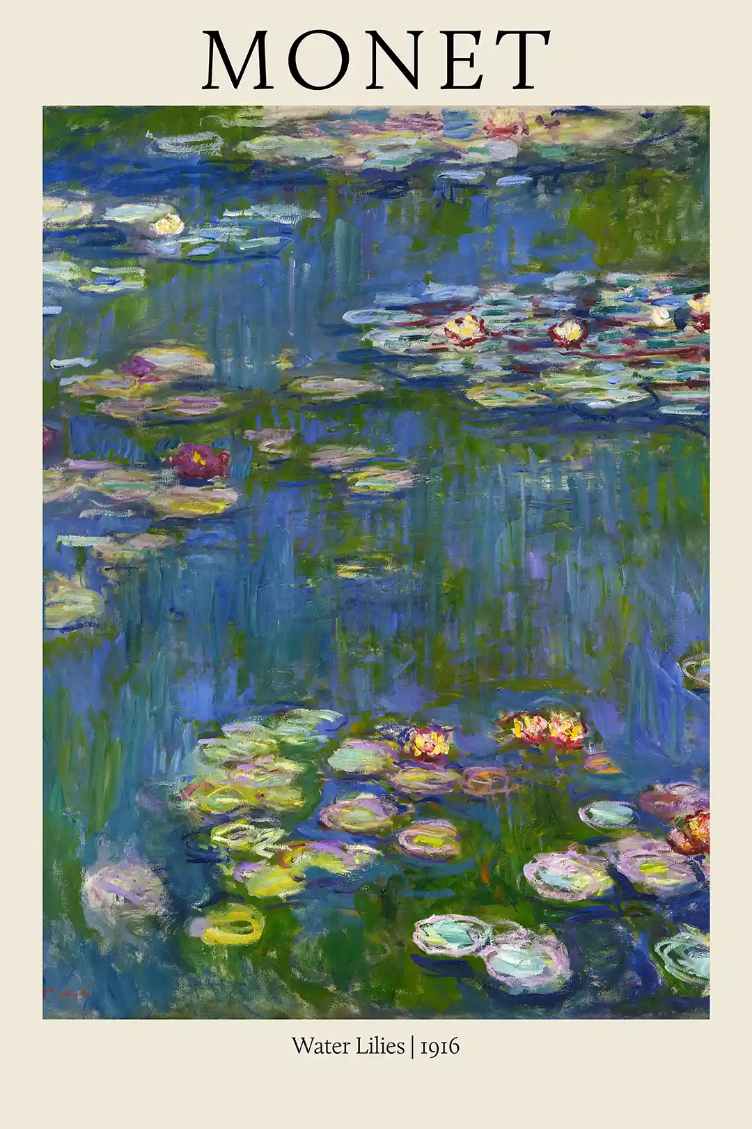 Claude Monet "Water Lilies" (1916) Masterpiece Poster | Impressionist Fine Art Print