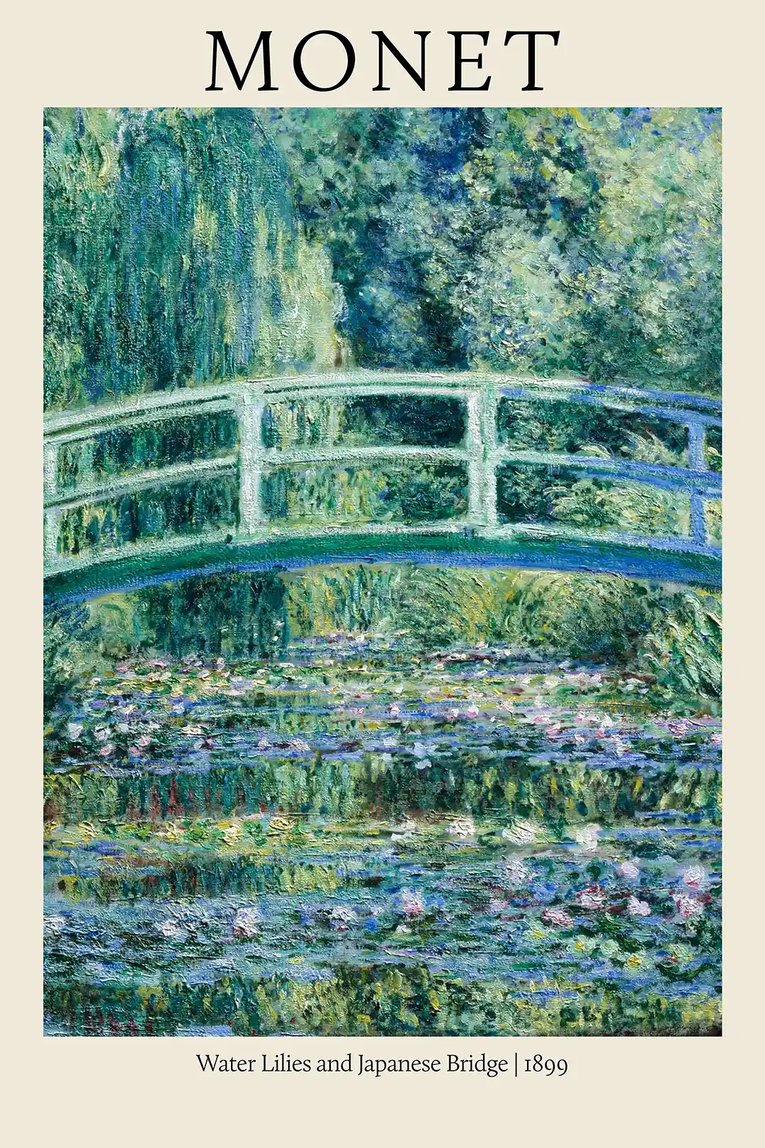Claude Monet "Water Lilies and Japanese Bridge" (1899) Impressionist Art Poster