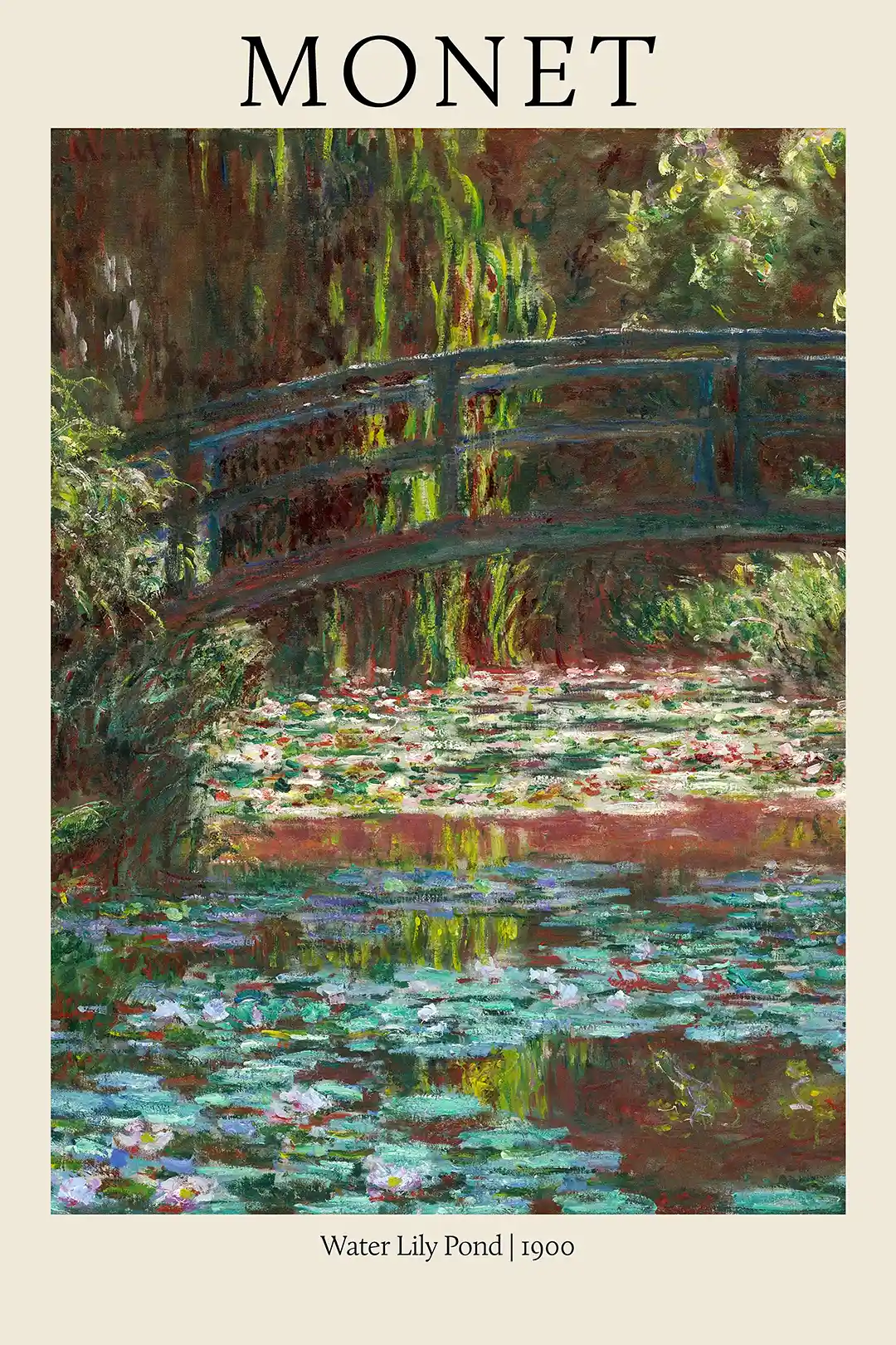 Monet's Water Lily Pond (1900) Poster | Japanese Bridge Giverny Impressionist Art Print