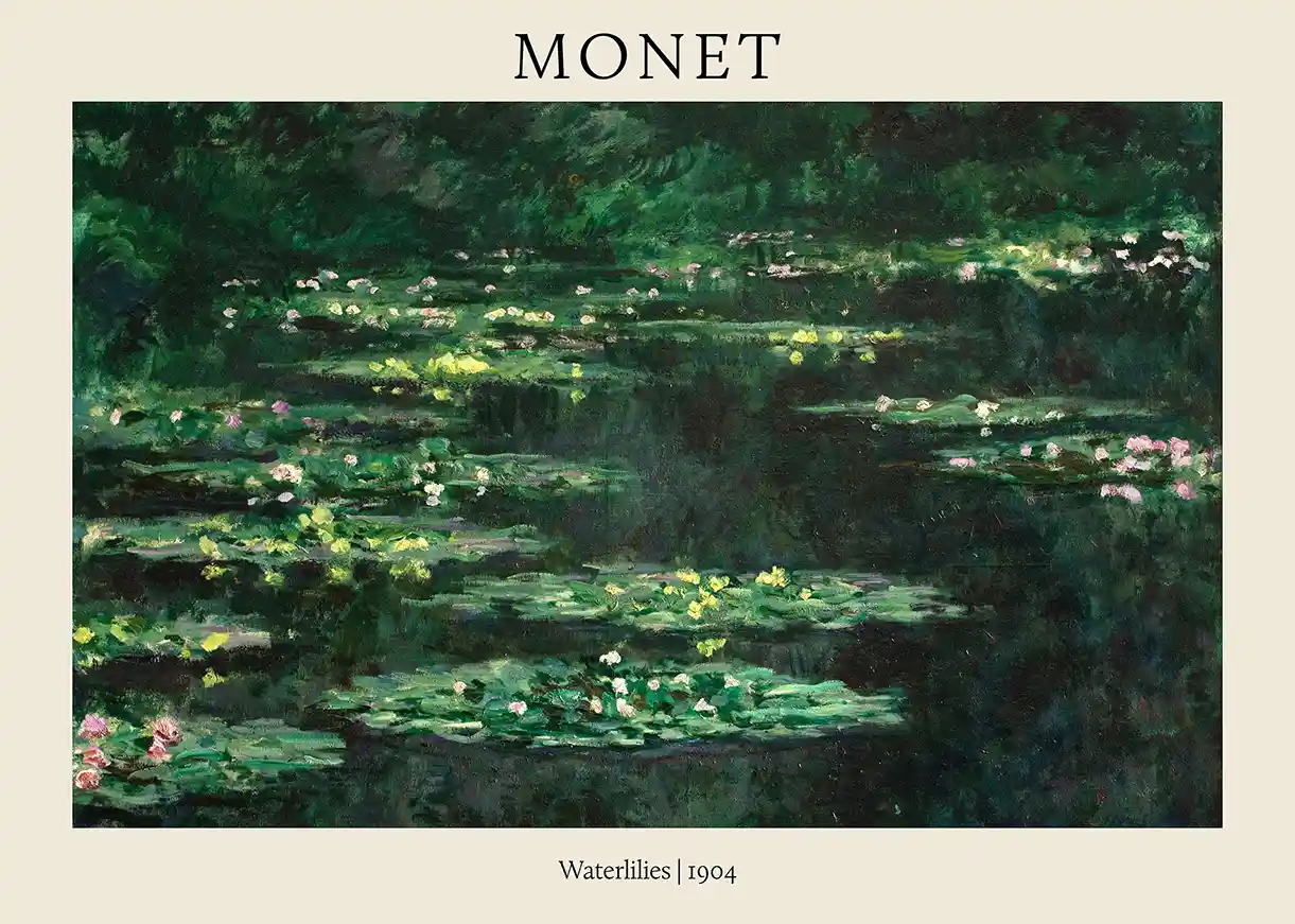 Claude Monet: Water Lilies (1904) - Famous Impressionist Garden Art Poster