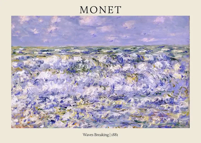 Claude Monet Waves Breaking — claude Monet's 1881 Waves Breaking features a textured palette of
