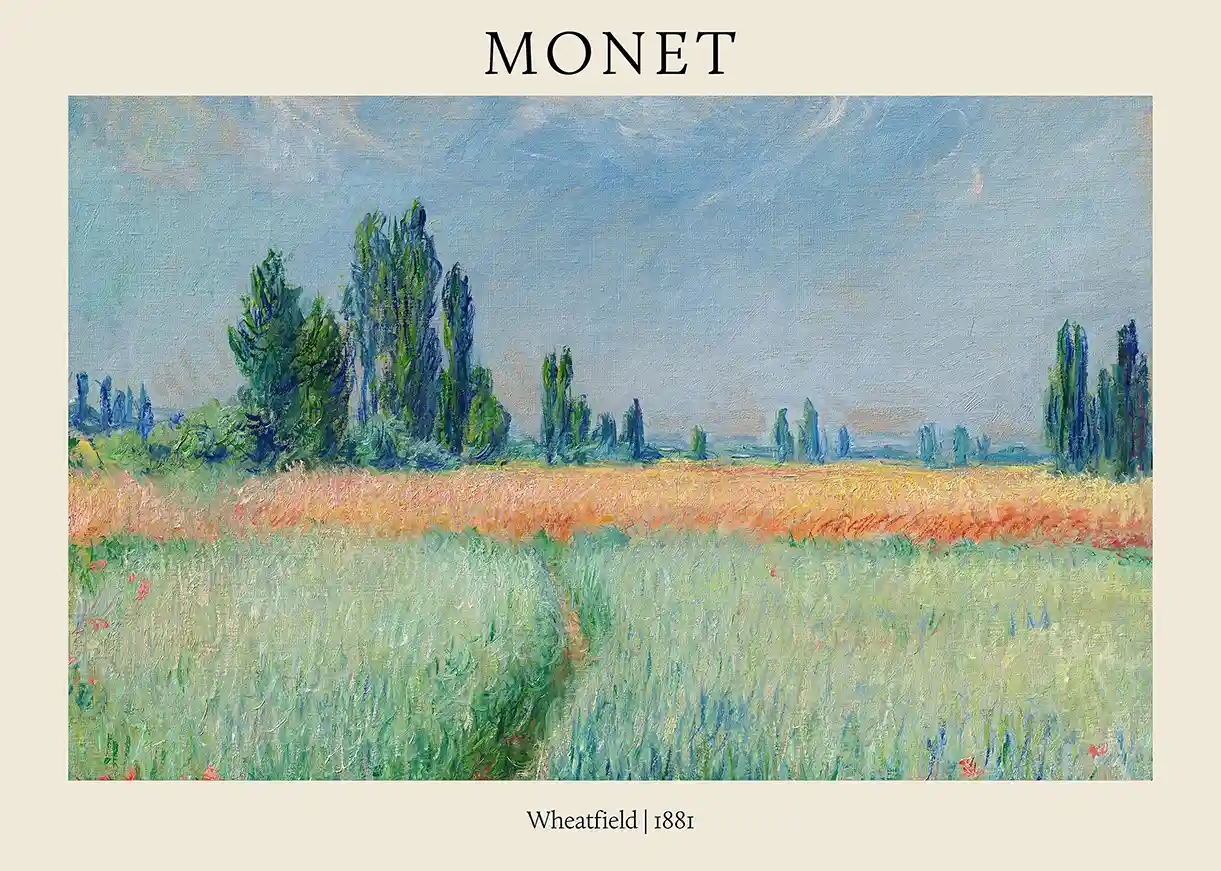 Monet Wheat Field (1881) Impressionist Art Poster - Vintage Landscape Print