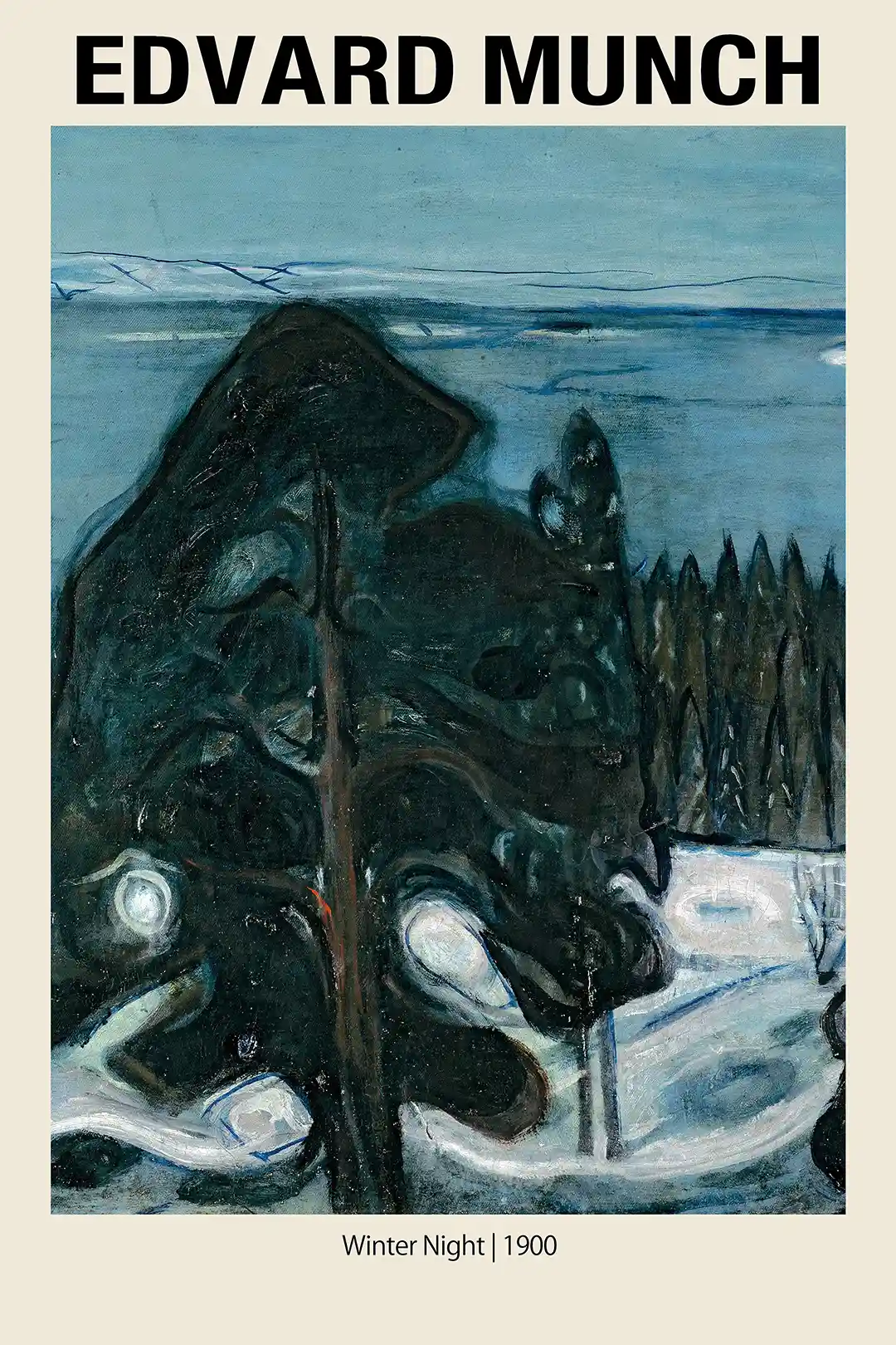 Edvard Munch "Winter Night" (1900) Dark Winter Landscape Art Print Poster