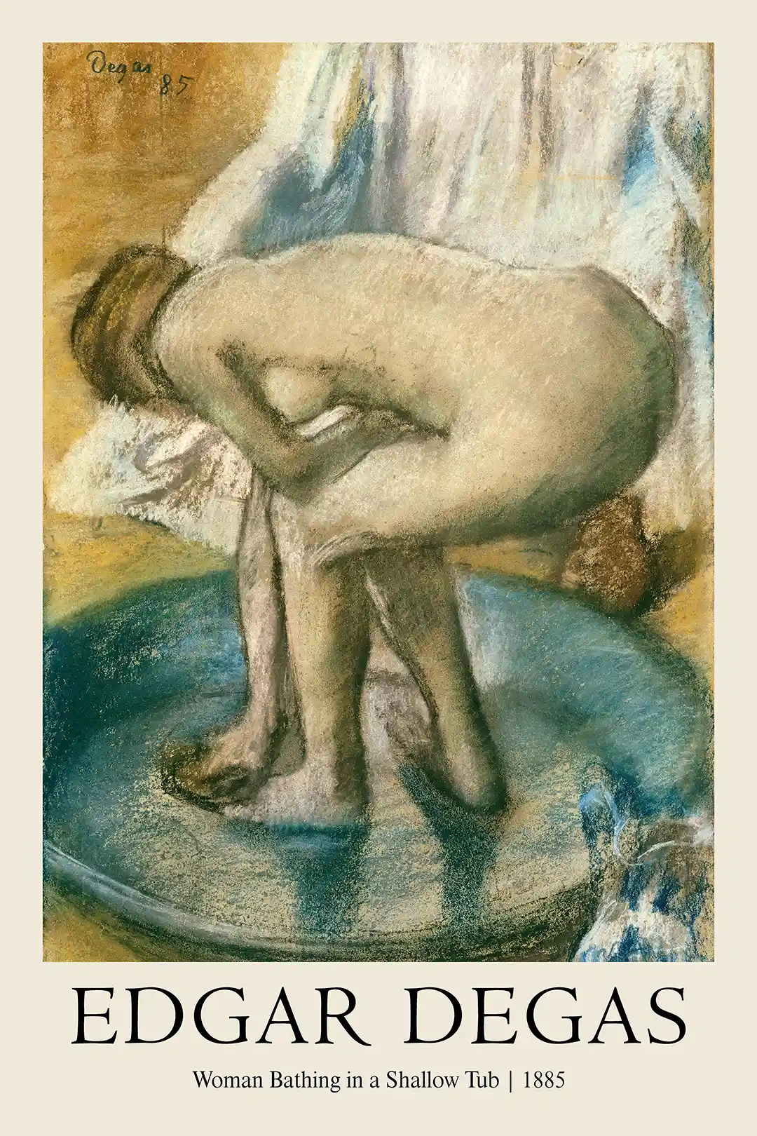 Edgar Degas Woman Bathing in a Shallow Tub (1885) Poster | Impressionist Nude Art Print