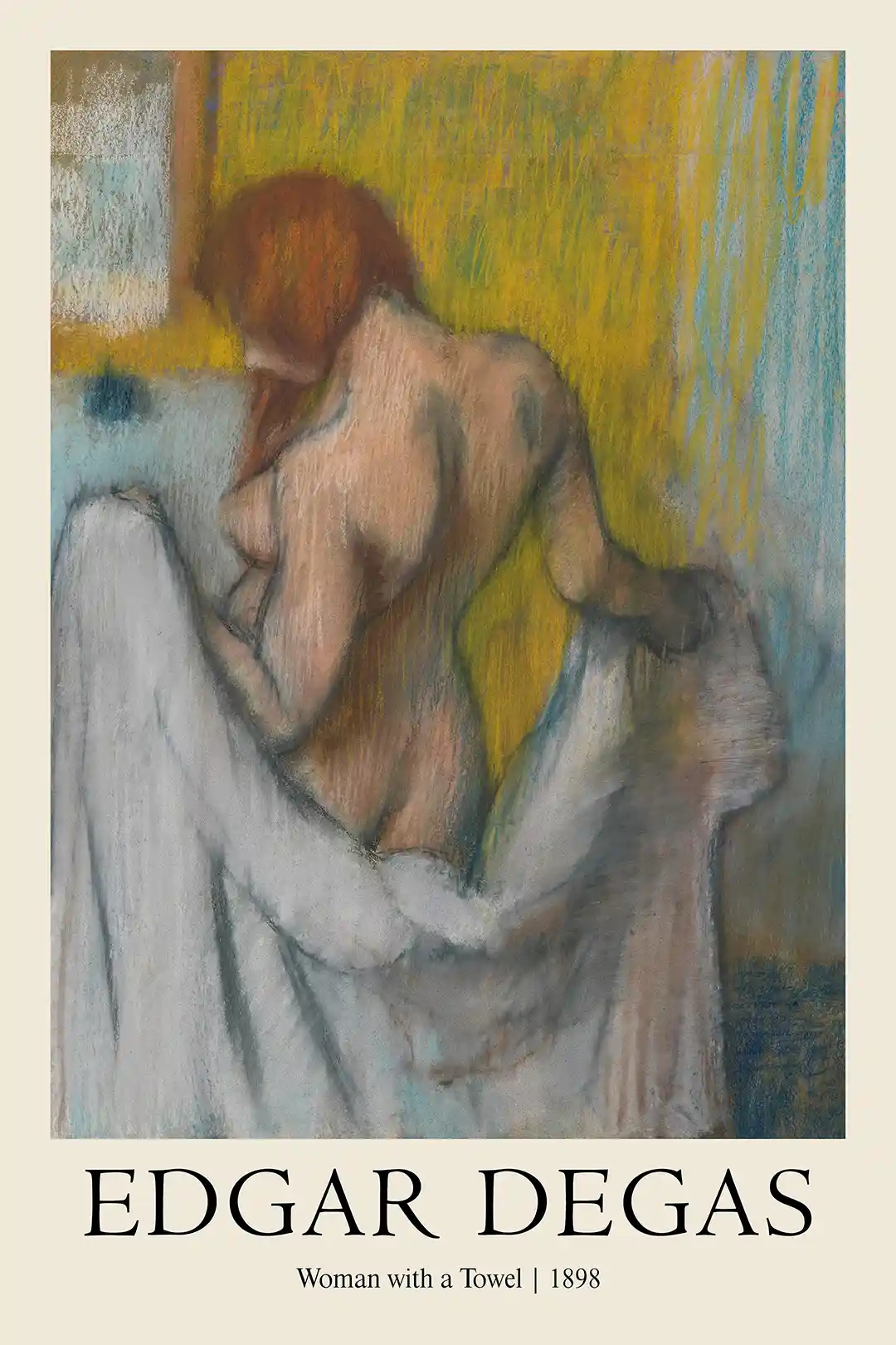 Edgar Degas - Woman with a Towel (1898) Impressionist Pastel Art Print