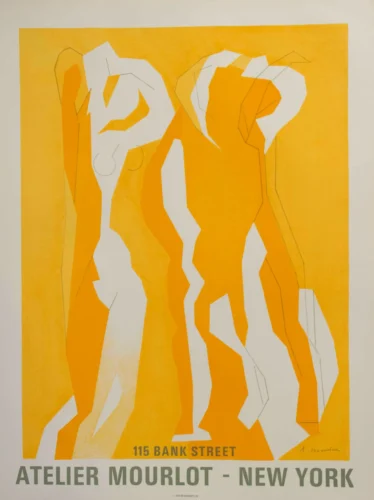 Andre Beaudin Atelier Mourlot Abstract Nude Vintage Art Print