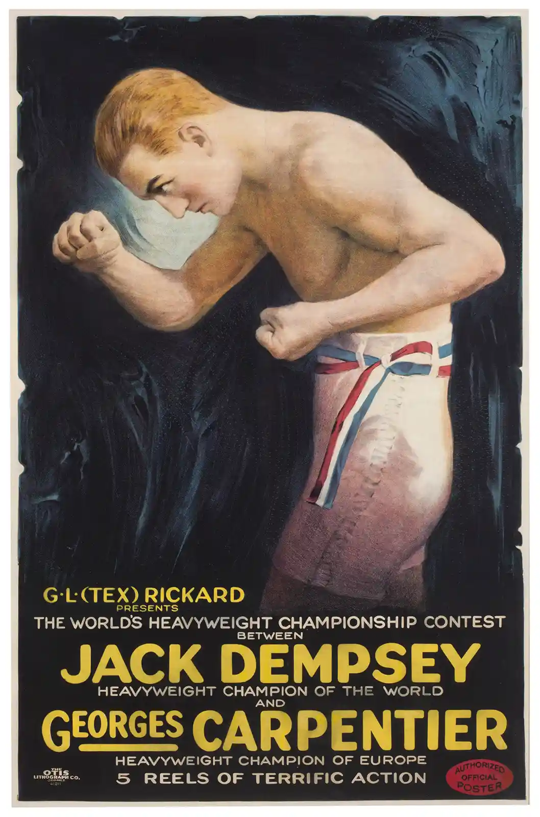 Jack Dempsey vs Carpentier | Vintage Boxing Poster | 1921 Heavyweight Championship