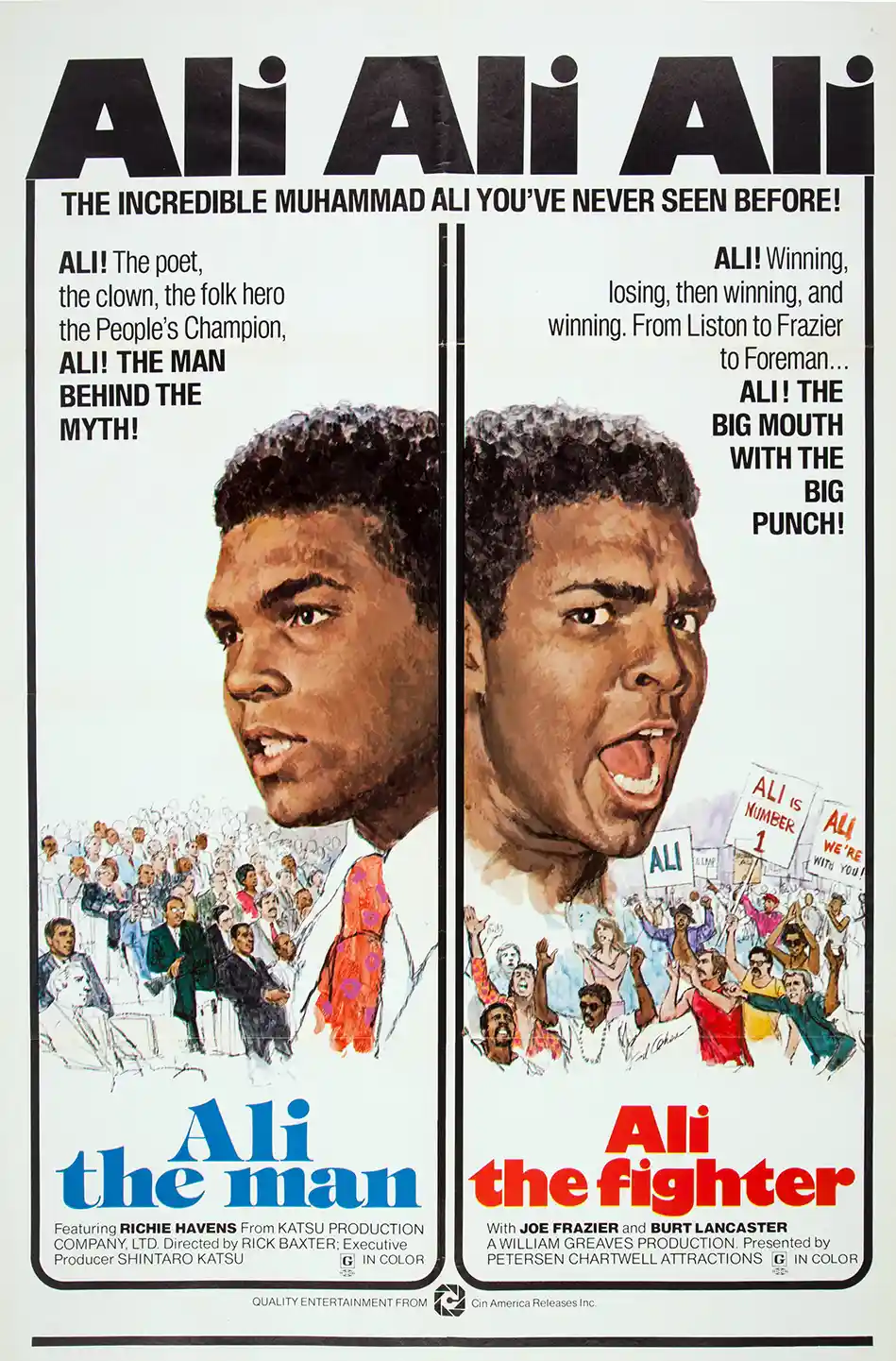 Muhammad Ali | 1975 Documentary Movie Poster | Vintage Split Portrait Art