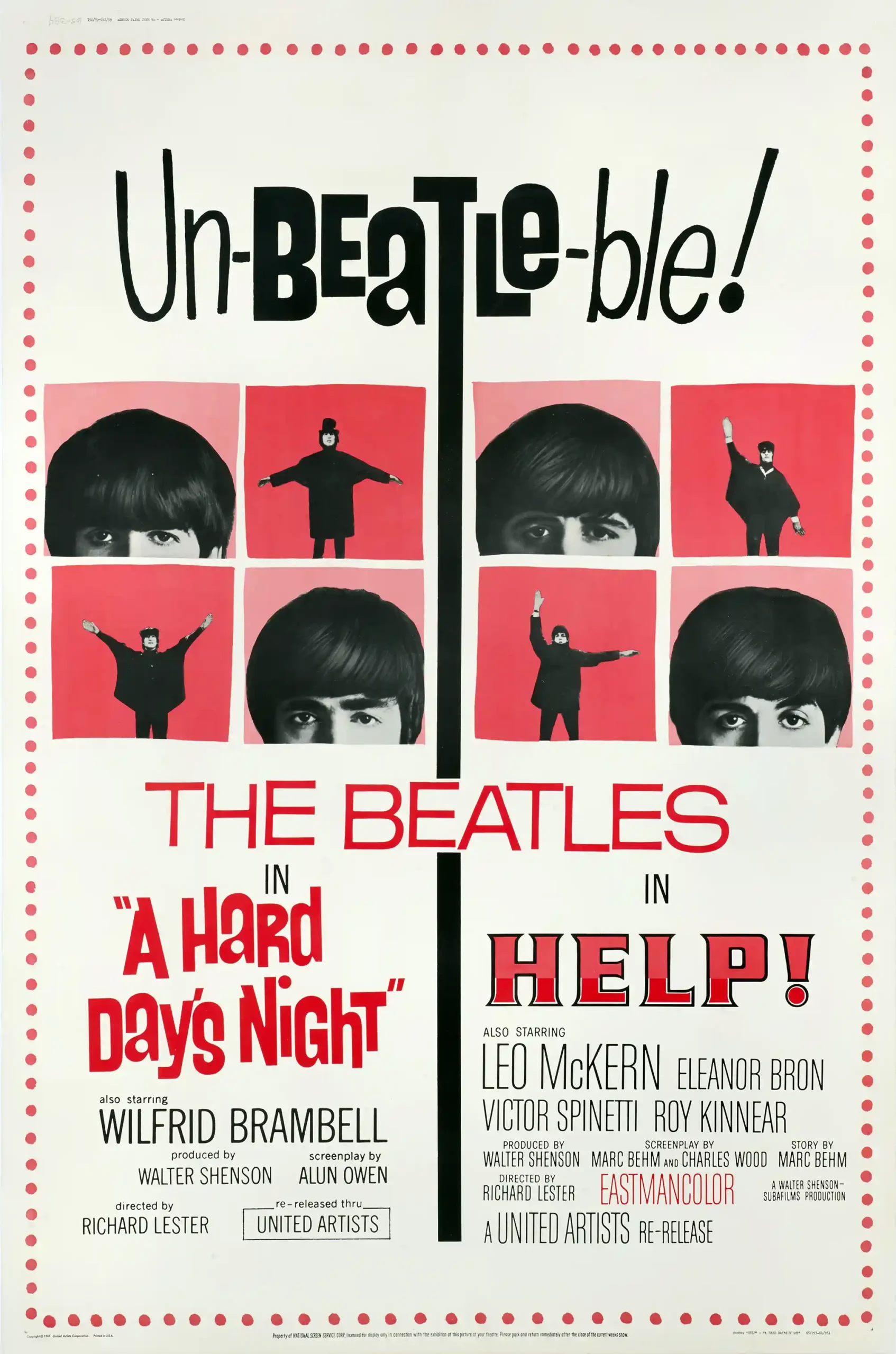 The Beatles | Vintage Movie Poster | A Hard Day's Night & Help! Retro Art