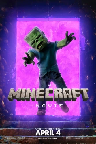 A Minecraft Movie Zombie Emerging from Nether Portal Movie Poster