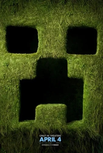 A Minecraft Movie 2025 Realistic Mossy Creeper Face Movie Poster