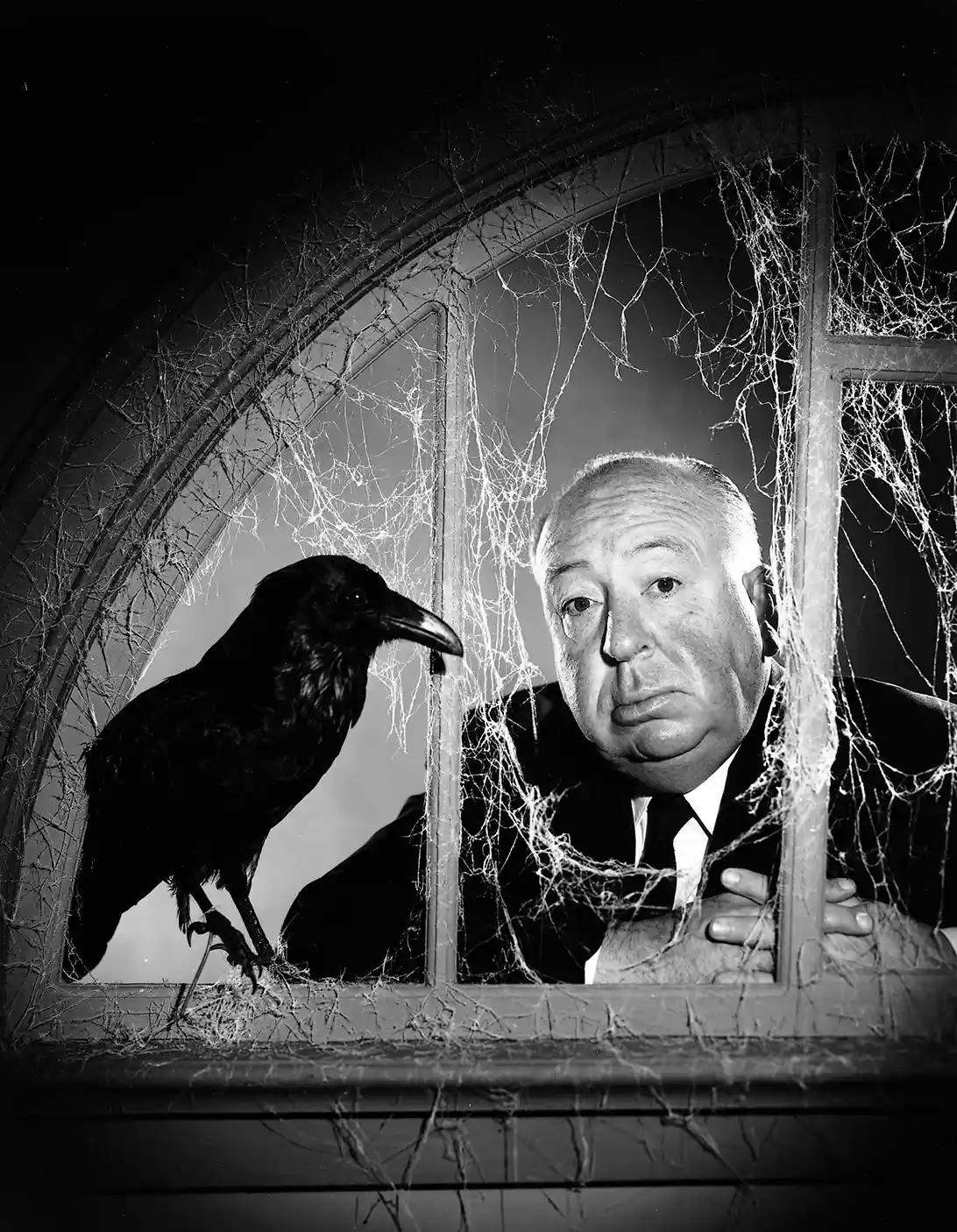 Alfred Hitchcock | Celebrity Poster | The Birds Era Black & White Art