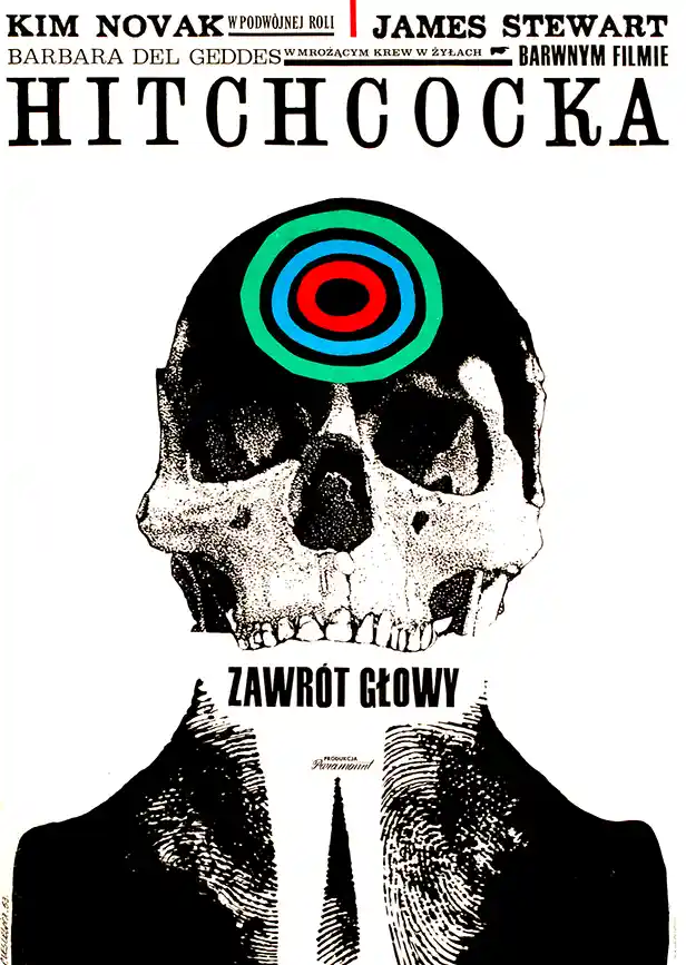 Vertigo | Polish Movie Poster 1963 | Surreal Skull Wall Art Print