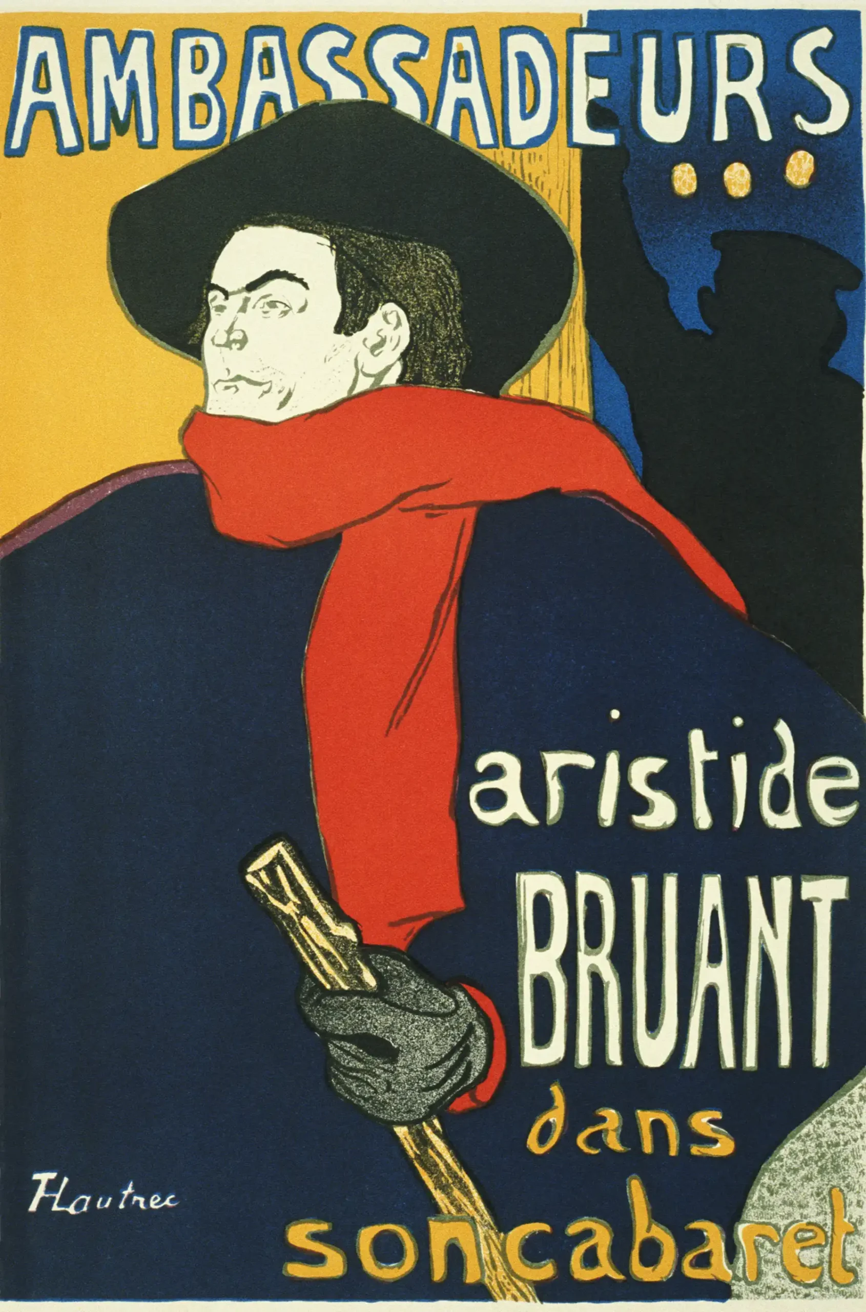 Toulouse-Lautrec Aristide Bruant | Vintage Art Nouveau Poster | Iconic Red Scarf