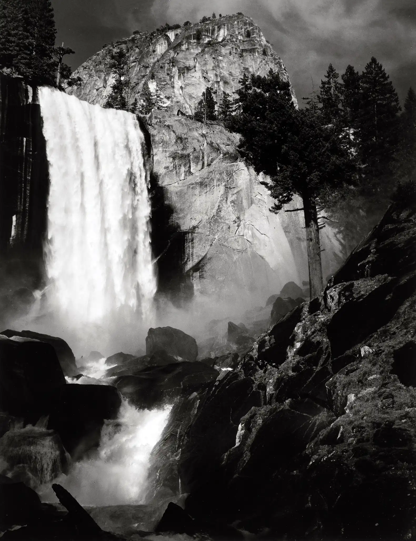Ansel Adams Vernal Fall | Fine Art Photo Poster | Classic B&W Landscape Print