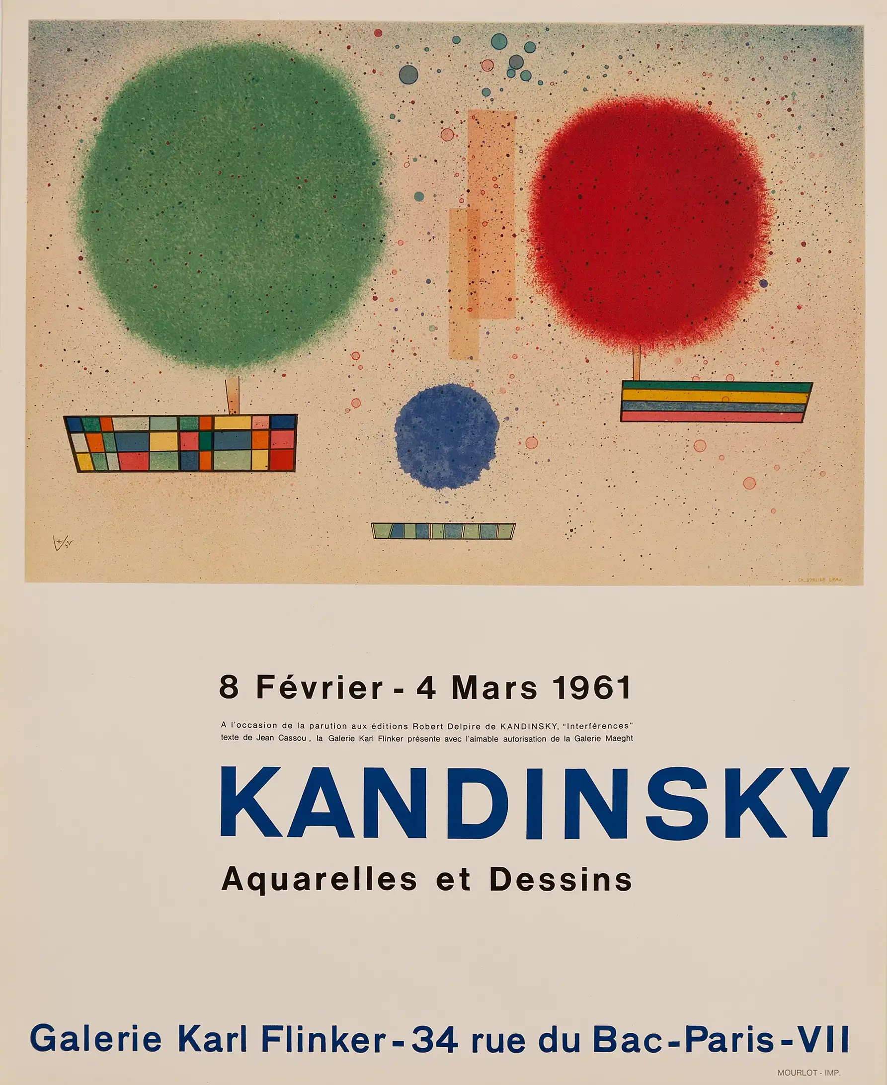 Kandinsky Abstract Art | Vintage Exhibition Poster | Red & Green Circles