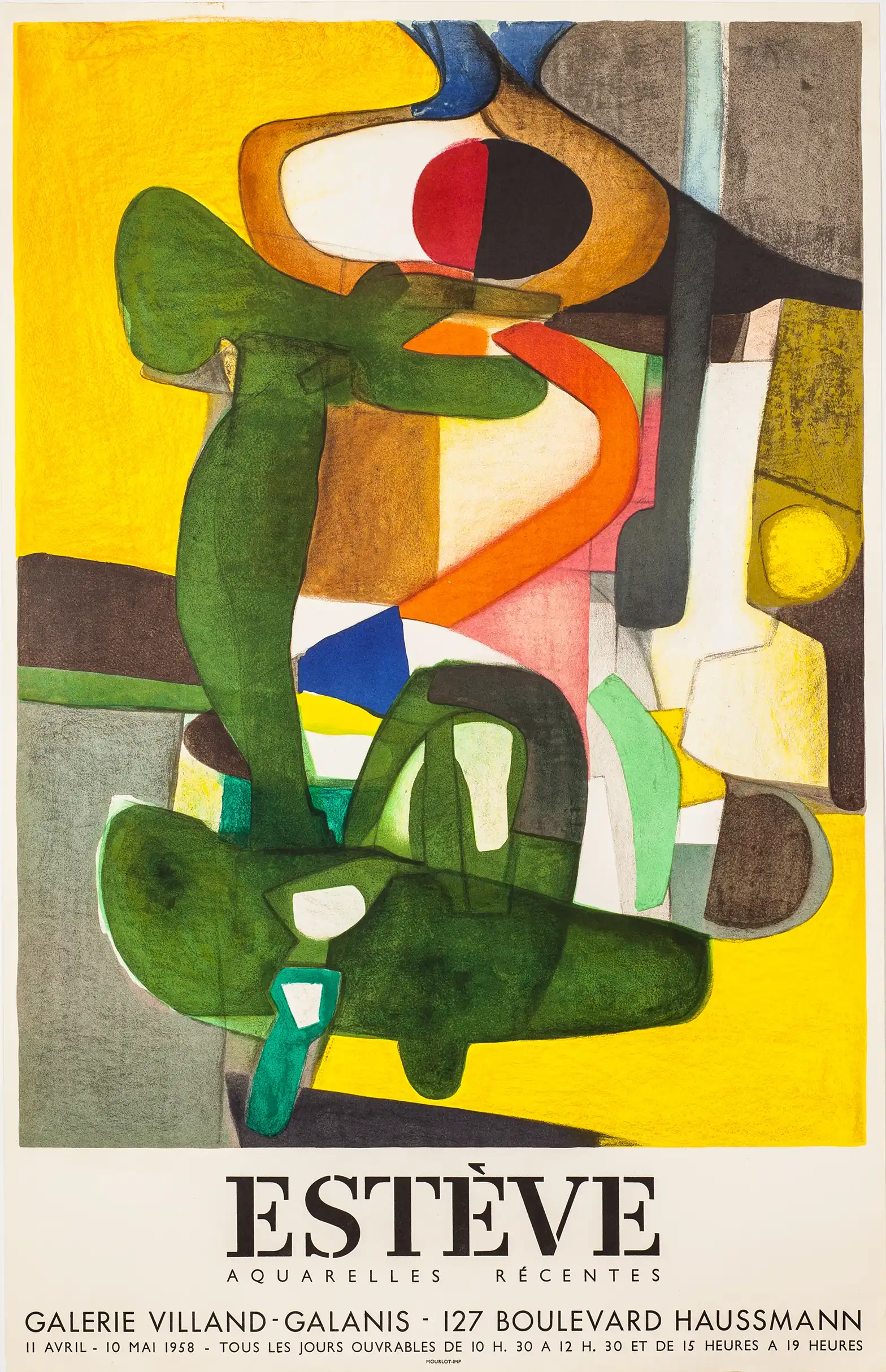 Maurice Estève | Abstract Art Poster | Mid-Century Biomorphic Shapes Print