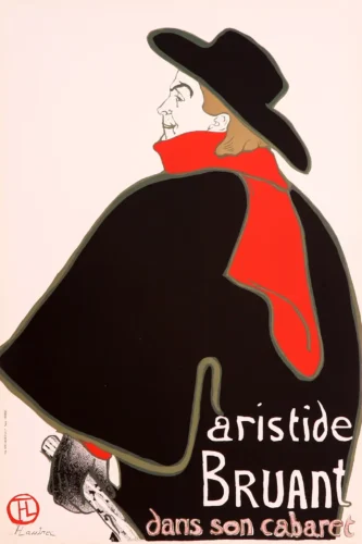 Toulouse, Lautrec Aristide Bruant, Art Nouveau Vintage Cabaret Poster