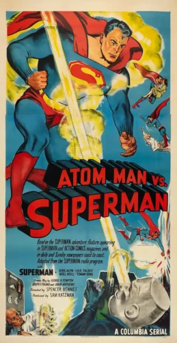 Atom Man vs Superman Vintage 1950s Columbia Serial Art Movie Poster