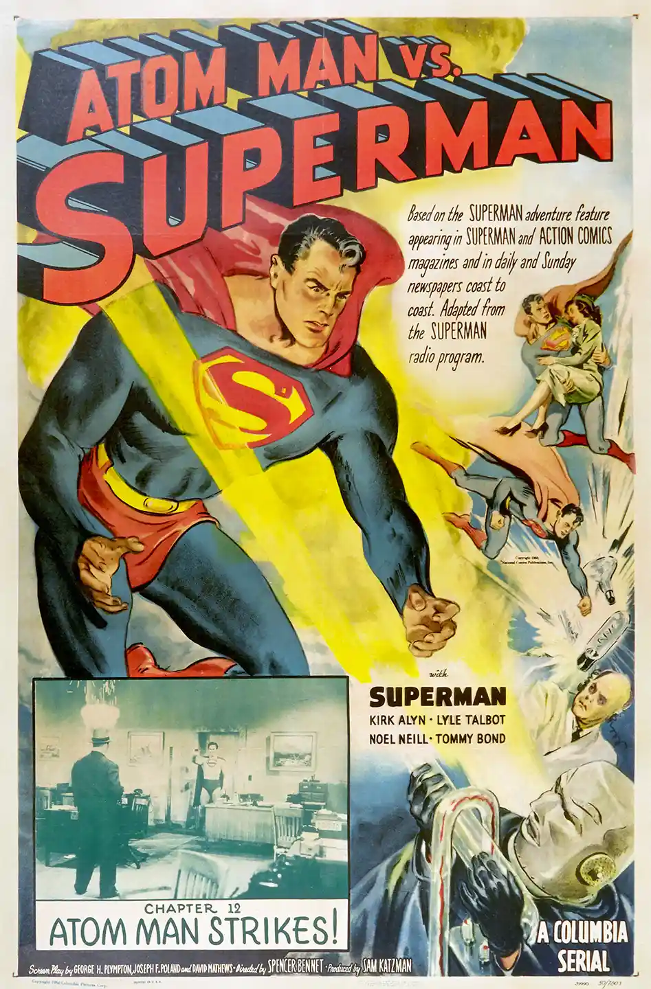 Atom Man vs. Superman | Vintage Movie Poster | 1950 Columbia Serial Art