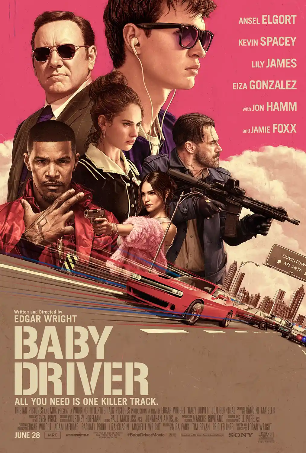 Baby Driver | Movie Poster | Iconic Cast Illustration Wall Art