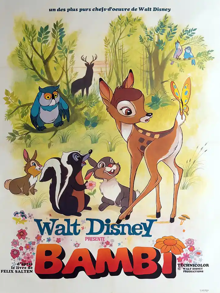 Bambi Walt Disney | Classic Movie Poster | French Vintage Art Print