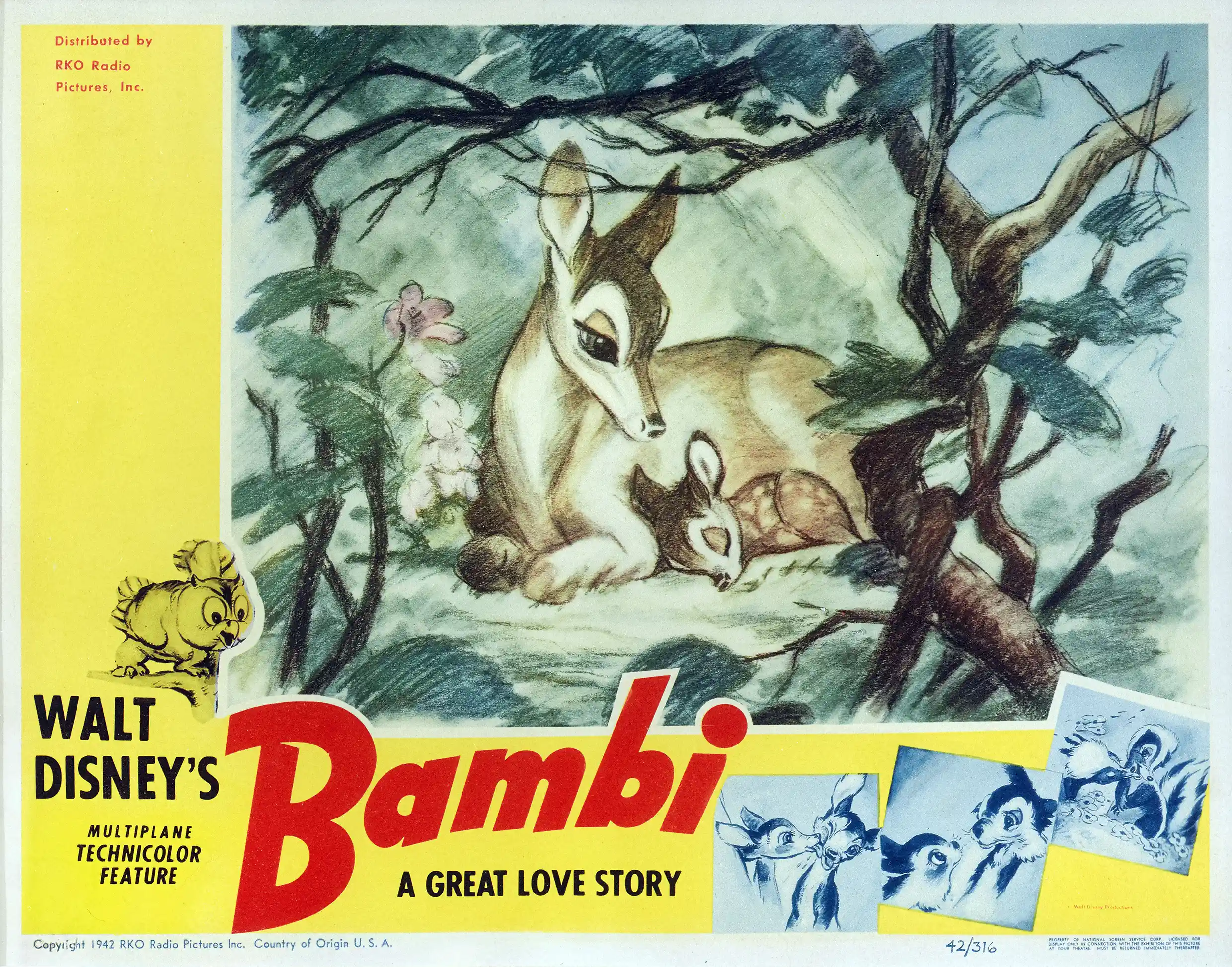 Bambi | Vintage Disney Movie Poster | 1942 Lobby Card Art Print