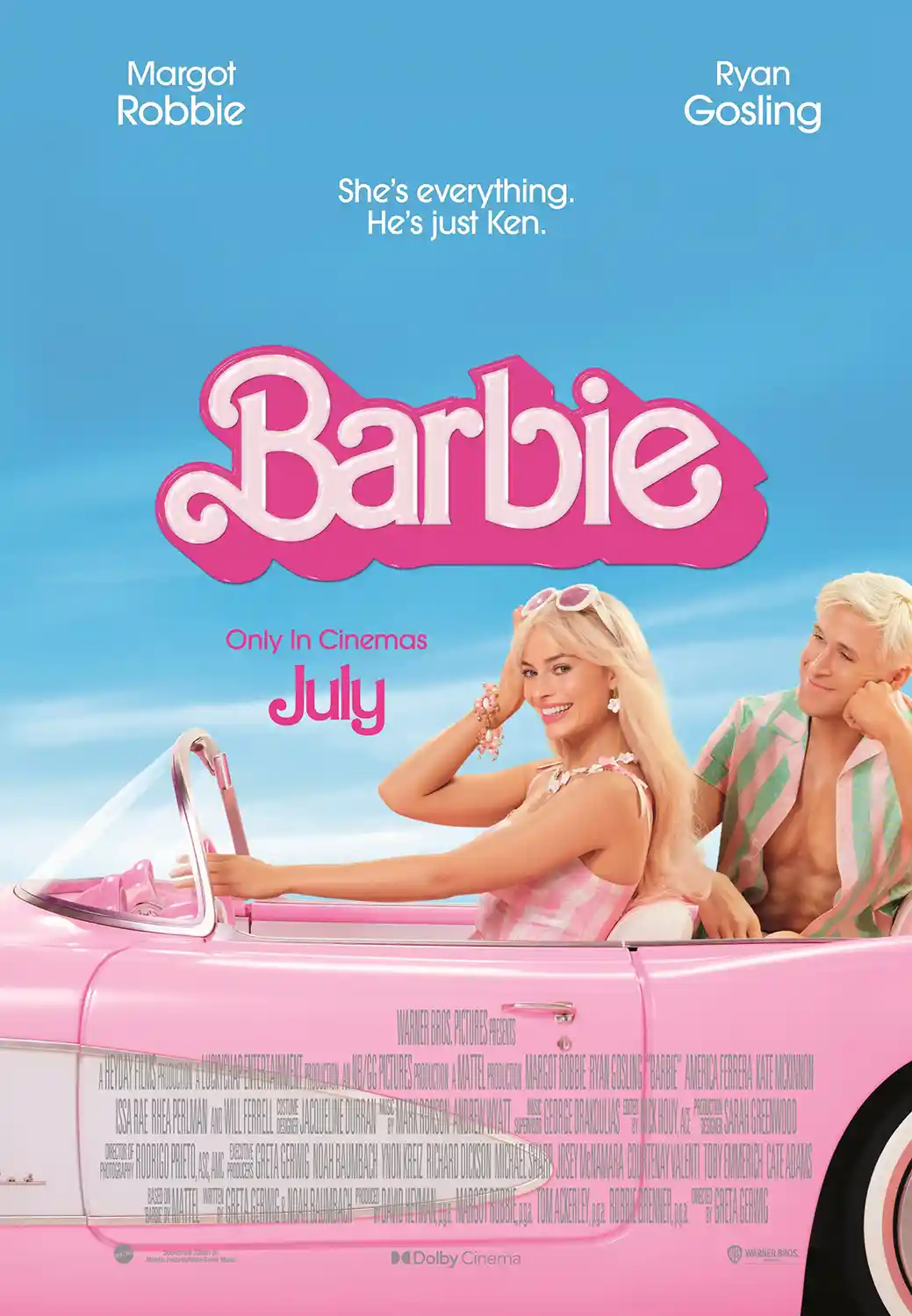 Barbie (2023) | Movie Poster | Margot Robbie & Ryan Gosling Pink Car Print