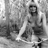Brigitte Bardot on Bicycle Black and White Photography Print