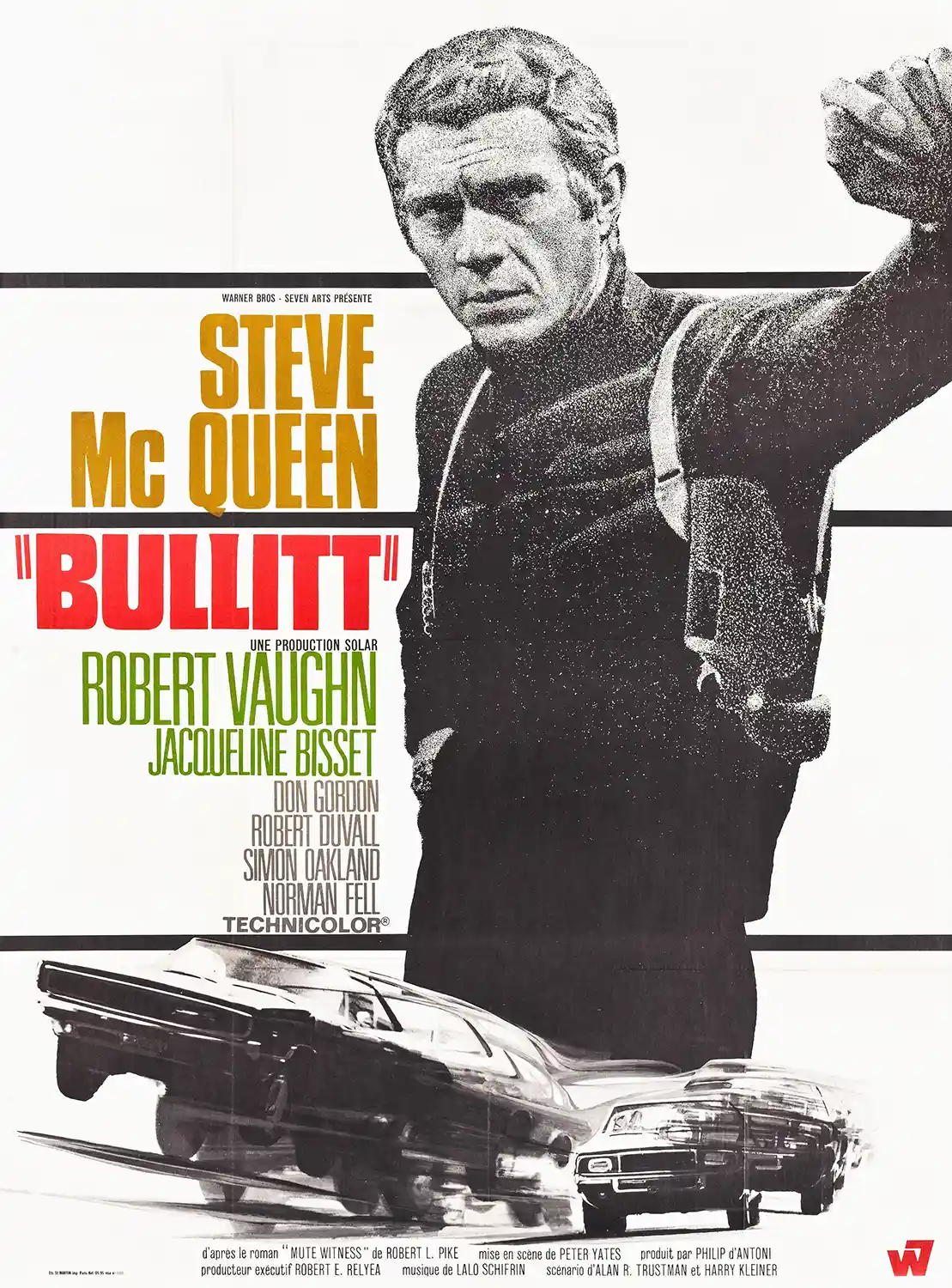 Bullitt 1968 | Classic Movie Poster | Steve McQueen & Mustang Chase Art