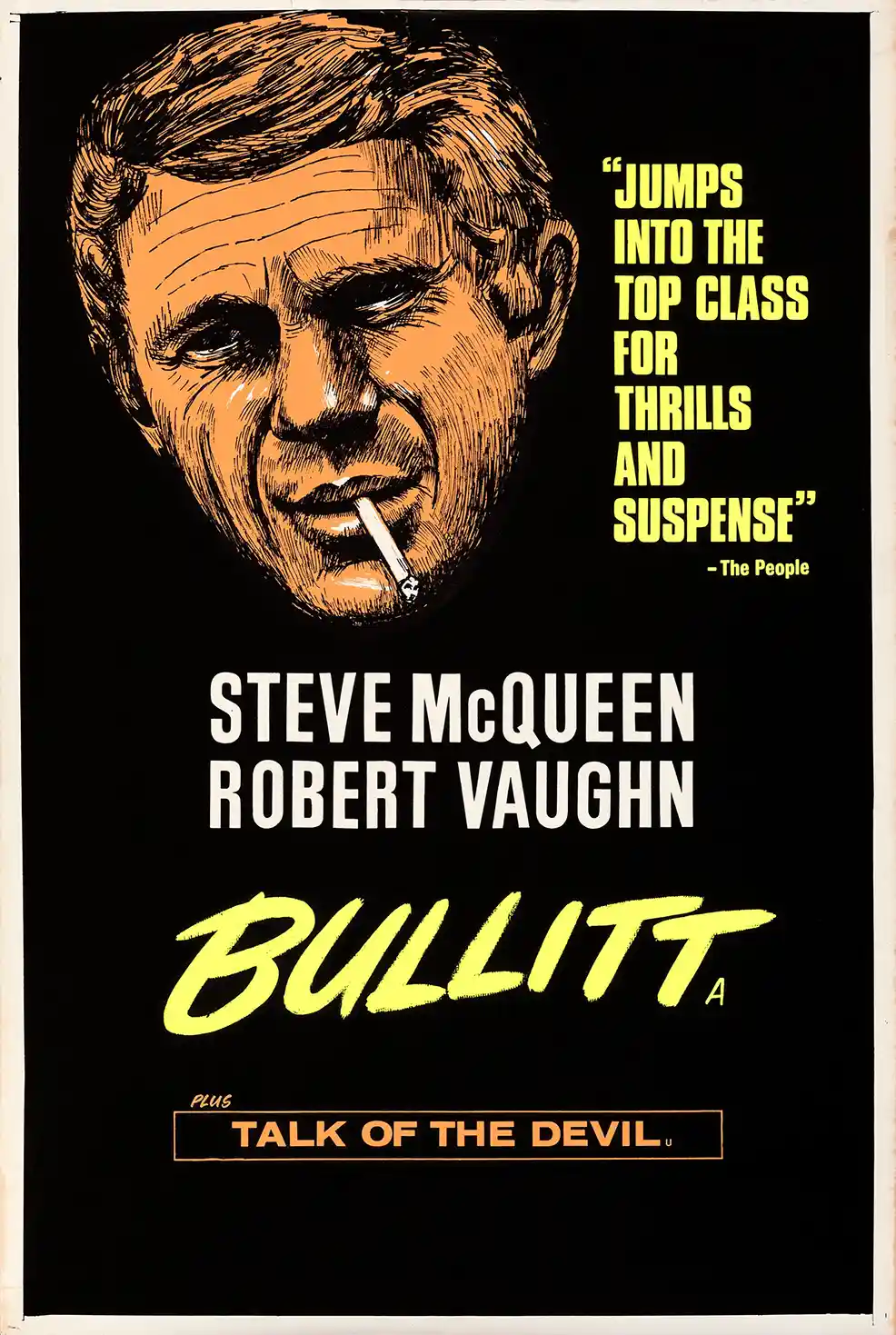 Bullitt (1968) | Movie Poster | Steve McQueen Smoking Art Print