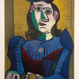 Pablo Picasso Art Poster, Buste de Femme Au Chapeau Bleu, Cubist