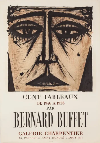 Bernard Buffet, Art Exhibition Poster, Cent Tableaux 1958 Portrait Print