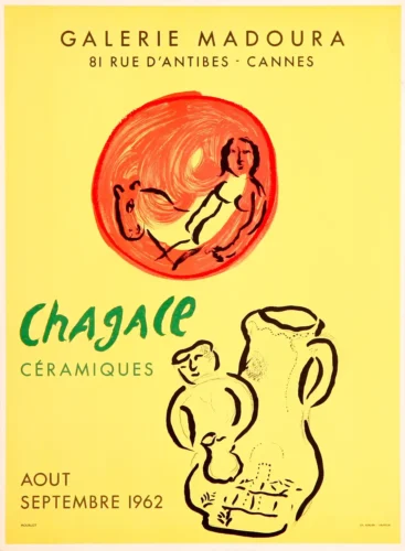 Chagall Céramiques, Vintage Art Poster, Galerie Madoura Nude & Vase