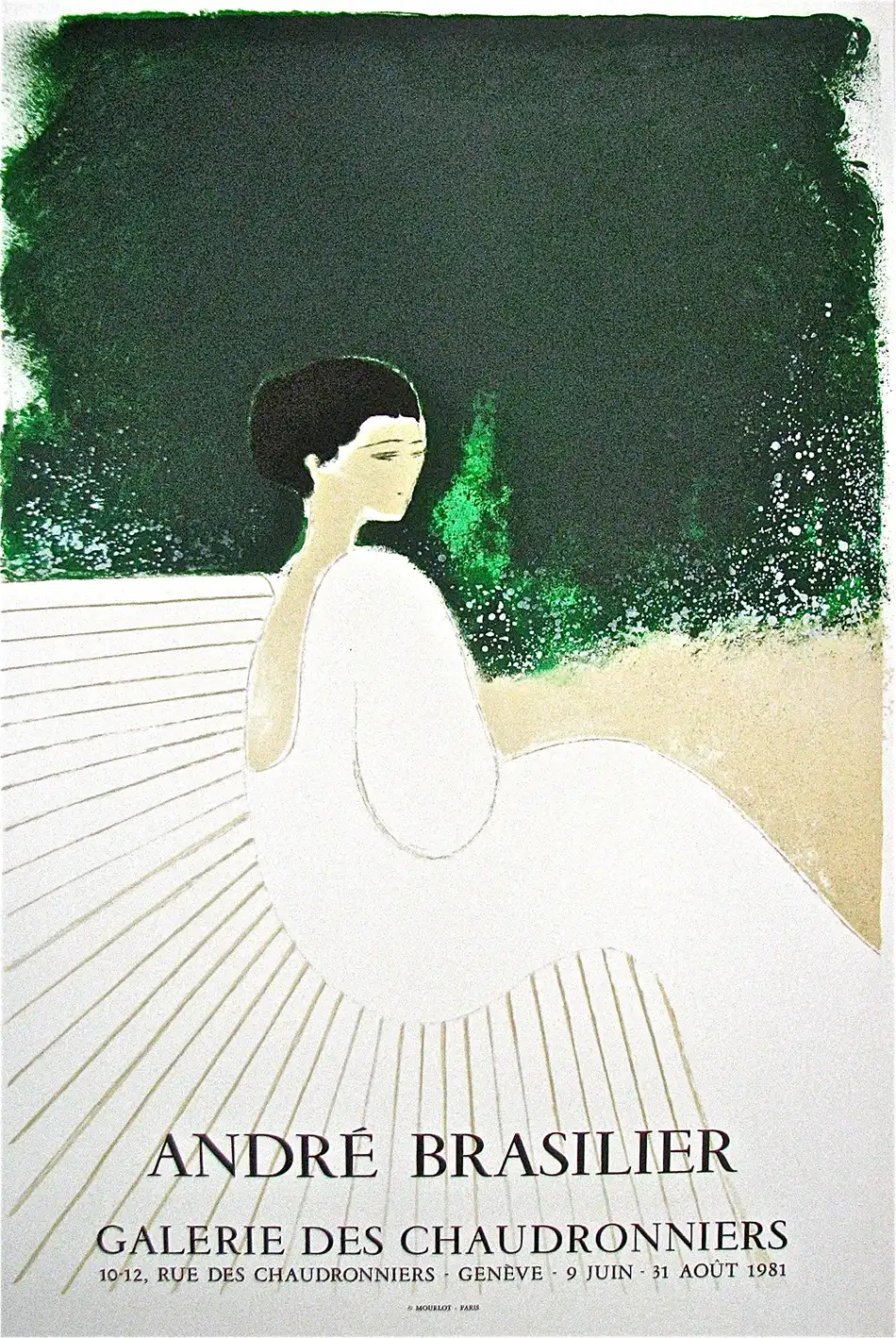 André Brasilier Art Poster | Chantal sur le Banc Blanc Vintage Print