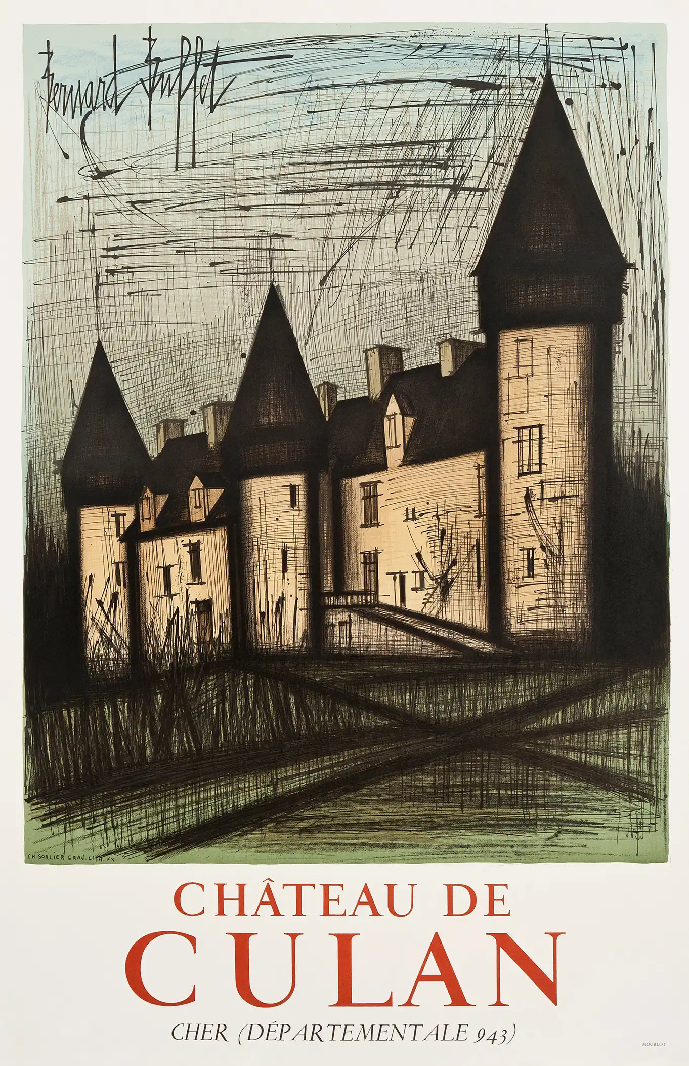 Bernard Buffet Château de Culan | Vintage Art Poster | Expressive Sketch Wall Art