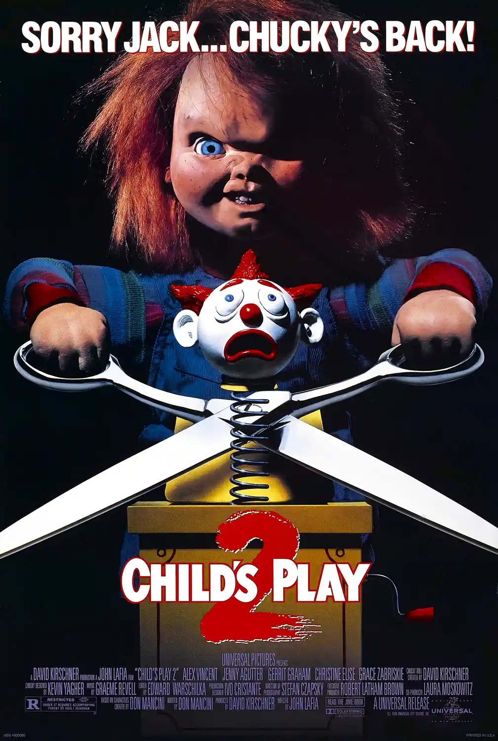 Child's Play 2 (1990) | Horror Movie Poster | Chucky's Back Vintage Art Print