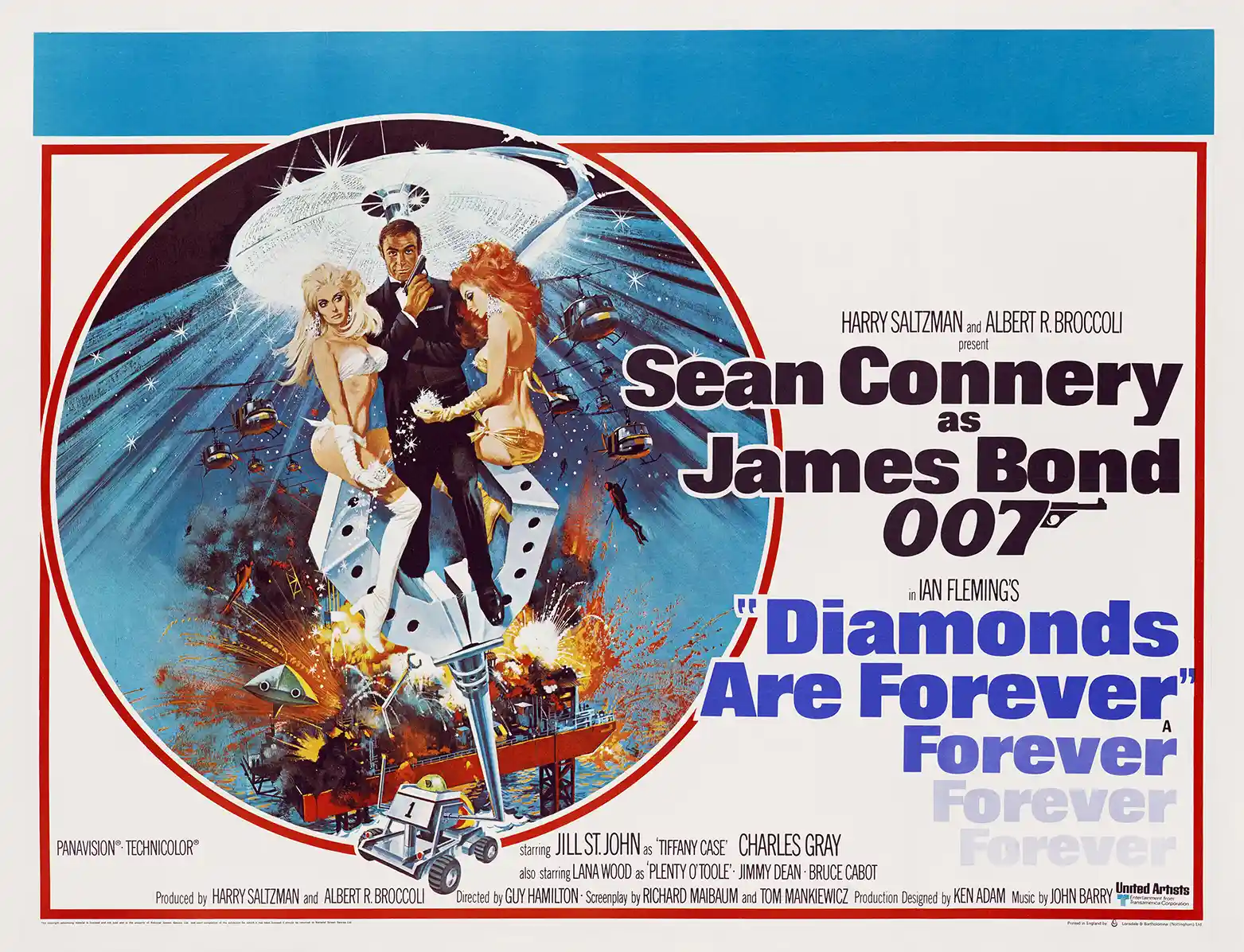 Diamonds Are Forever | Movie Poster | Sean Connery 007 Vintage Art Print