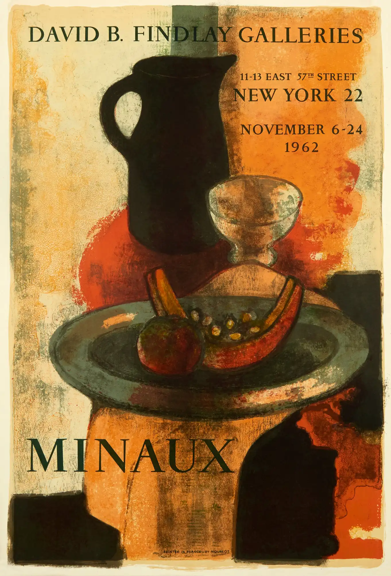 André Minaux | Art Exhibition Poster | 1962 Still Life Lithograph